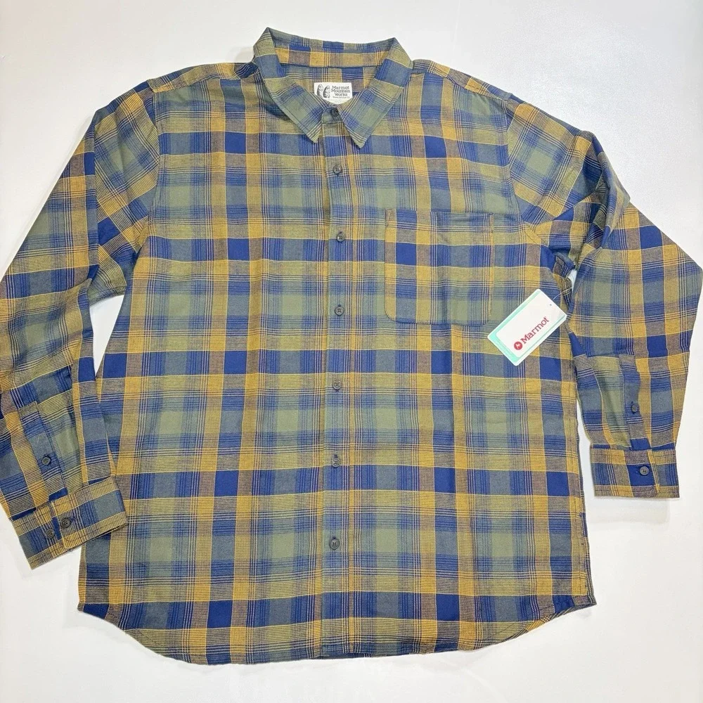 Marmot Mountain Works Fairfax Flannel Shirt‎ XXL 2TG Plaid Lightweight NWT